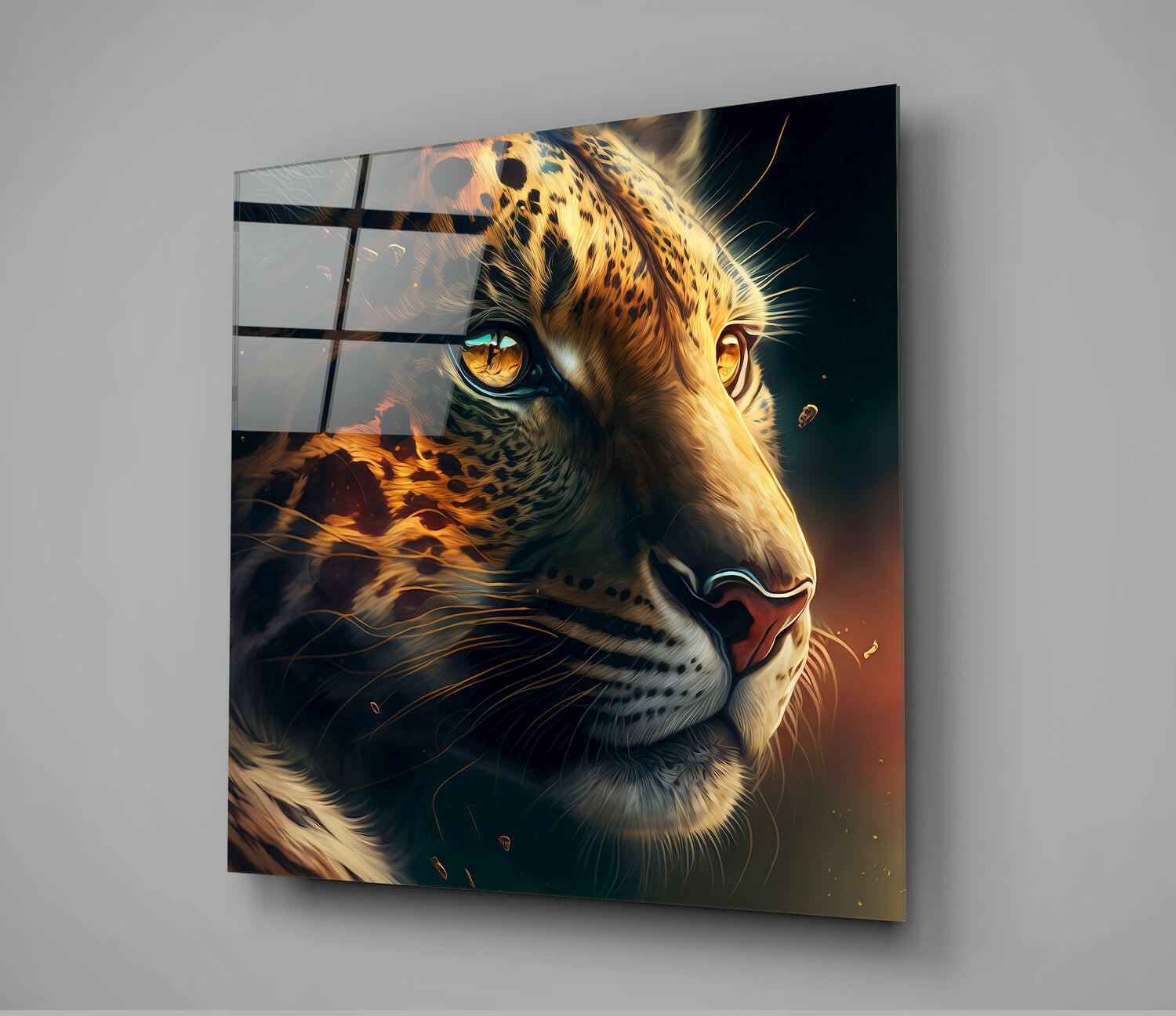 Leopard Glass Wall Art  || Designer Collection | Insigne Art Design.