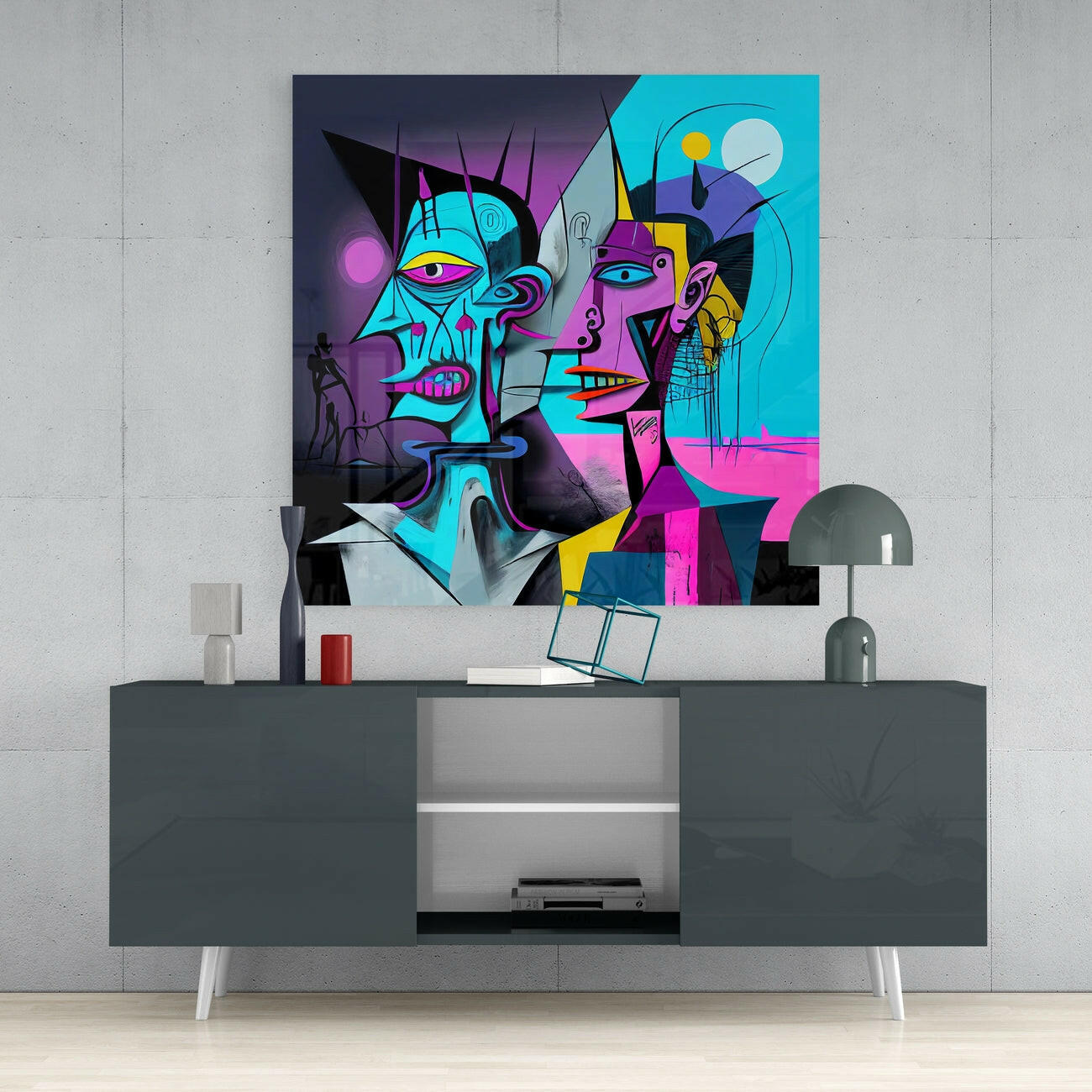 Picasso's Mind Glass Wall Art  || Designer Collection | Insigne Art Design.