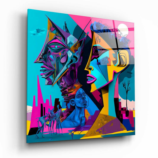 The Cubist Mind Glass Wall Art  || Designer Collection
