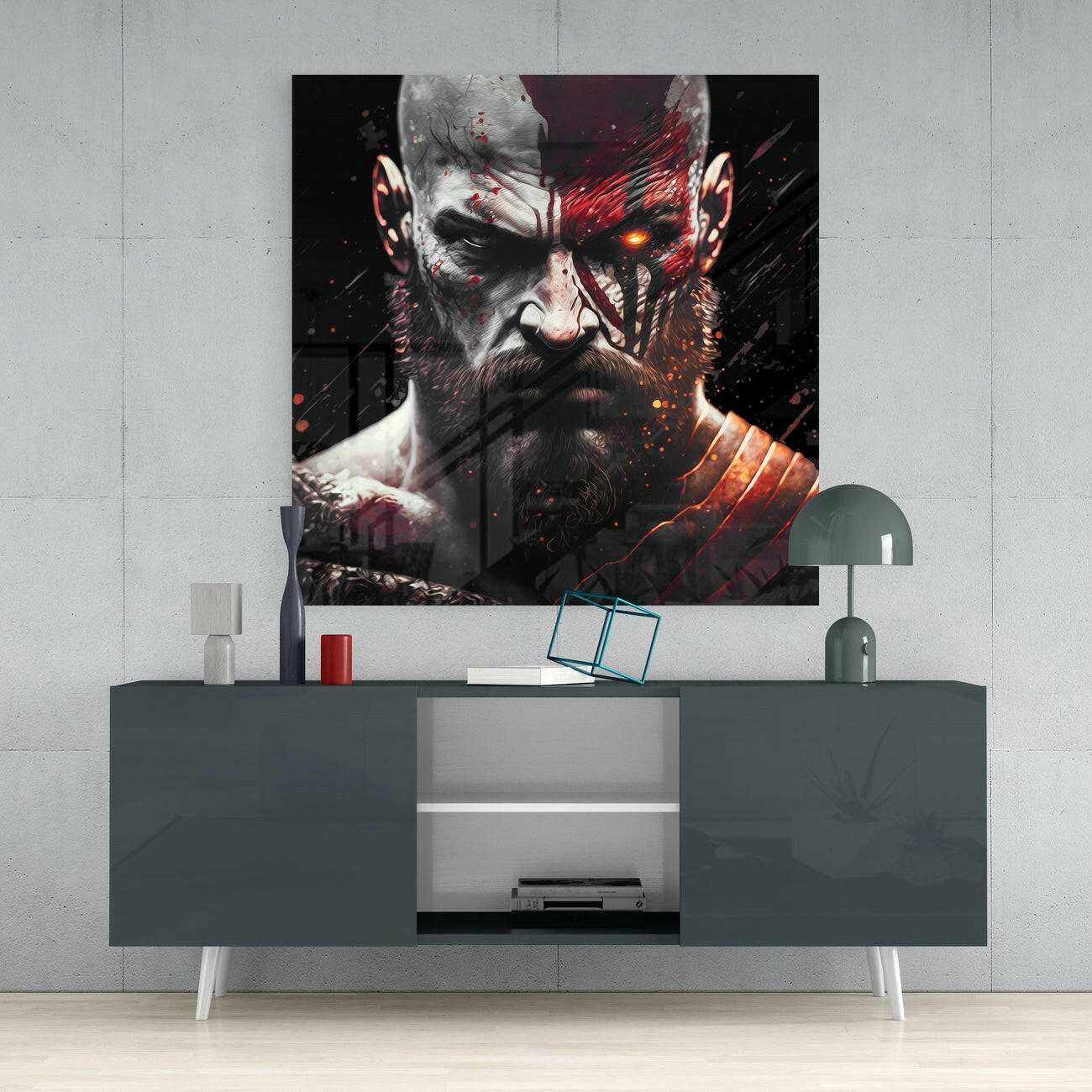 Kratos Glass Wall Art  || Designer Collection | Insigne Art Design.