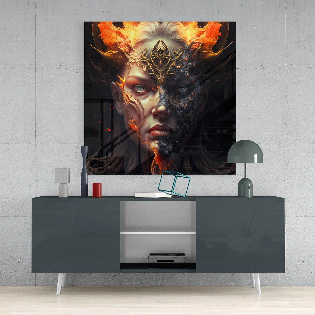 The Wrath of the Woman Glass Wall Art  || Designer Collection - Insigne Art 