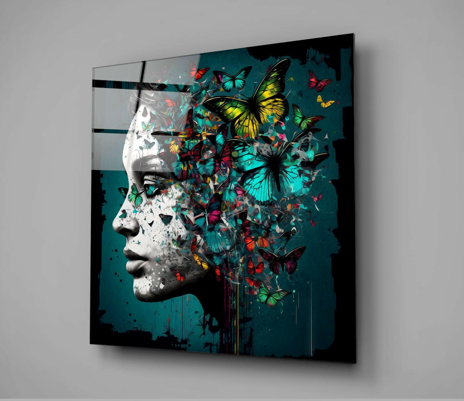 Butterfly Thoughts Glass Wall Art  || Designers Collection - Insigne Art 