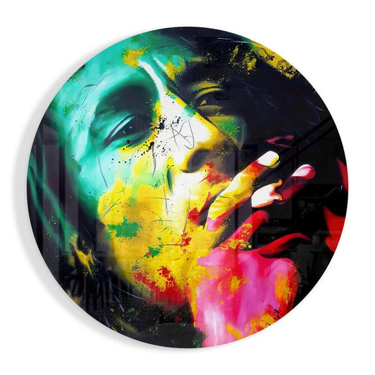 Reggae Dreadlocks Portrait Glass Wall Art