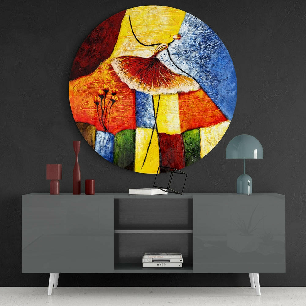 Abstract Flower Glass Wall Art.
