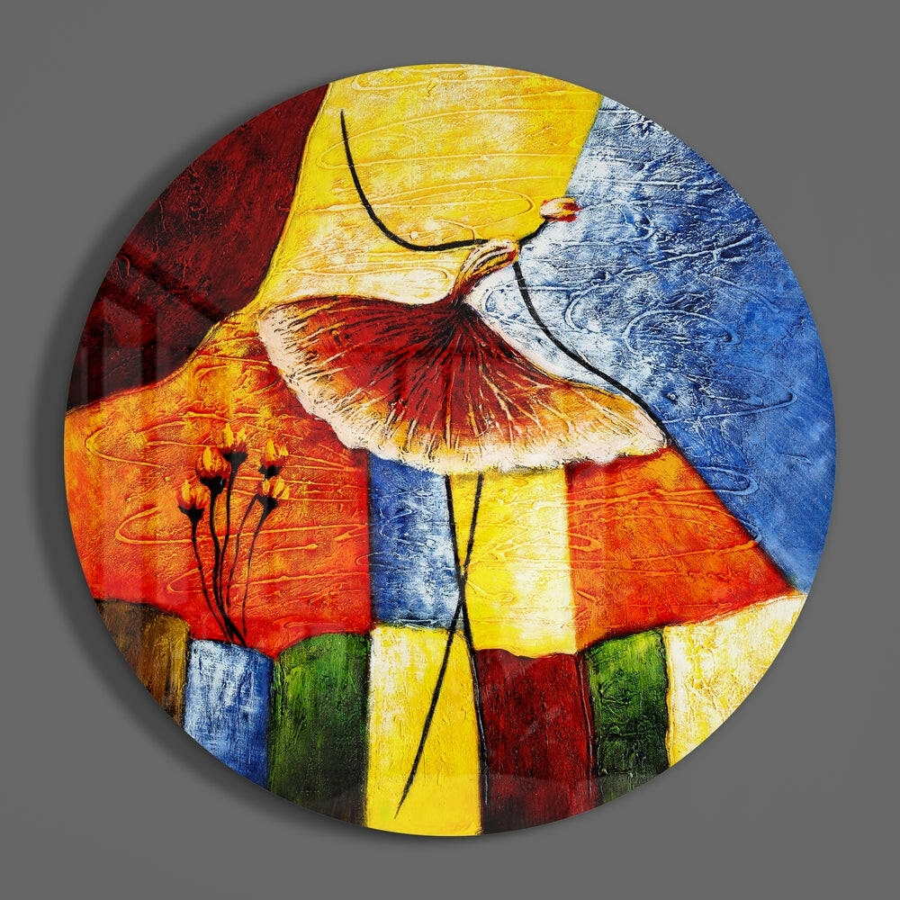 Abstract Flower Glass Wall Art.