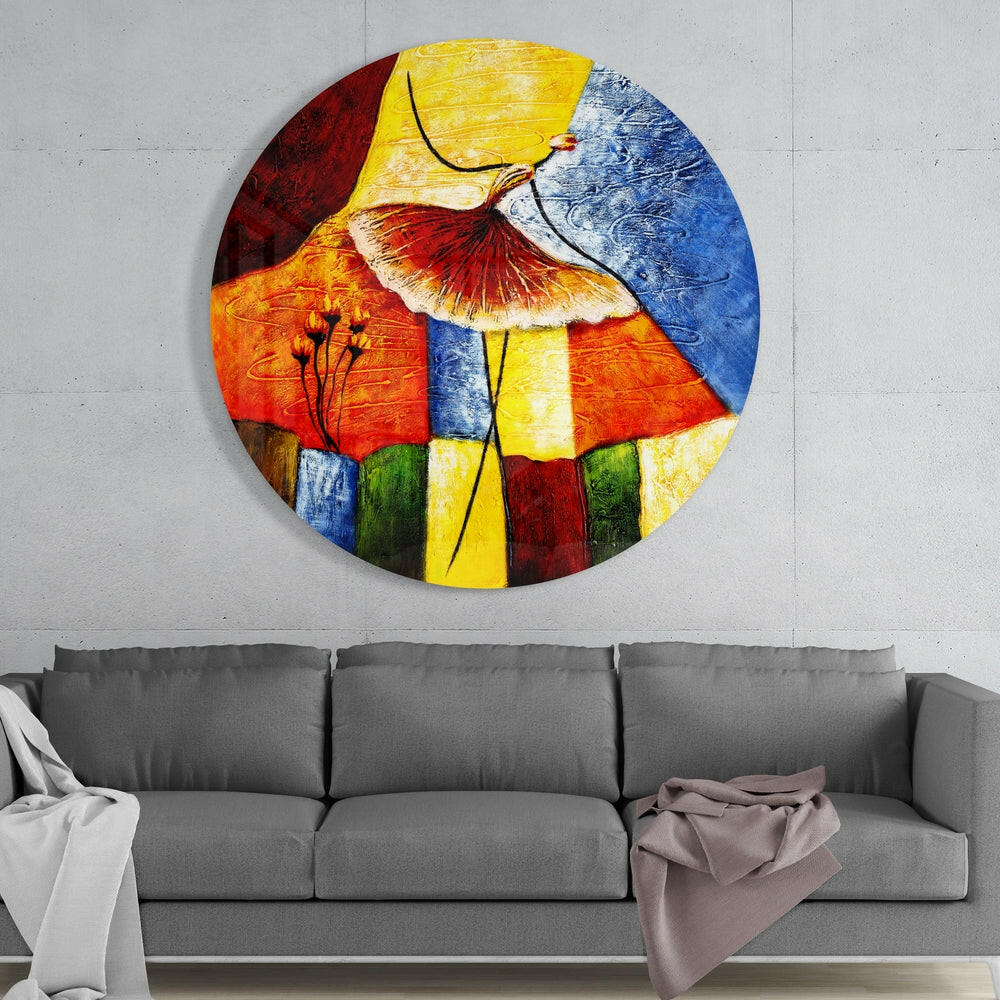 Abstract Flower Glass Wall Art.