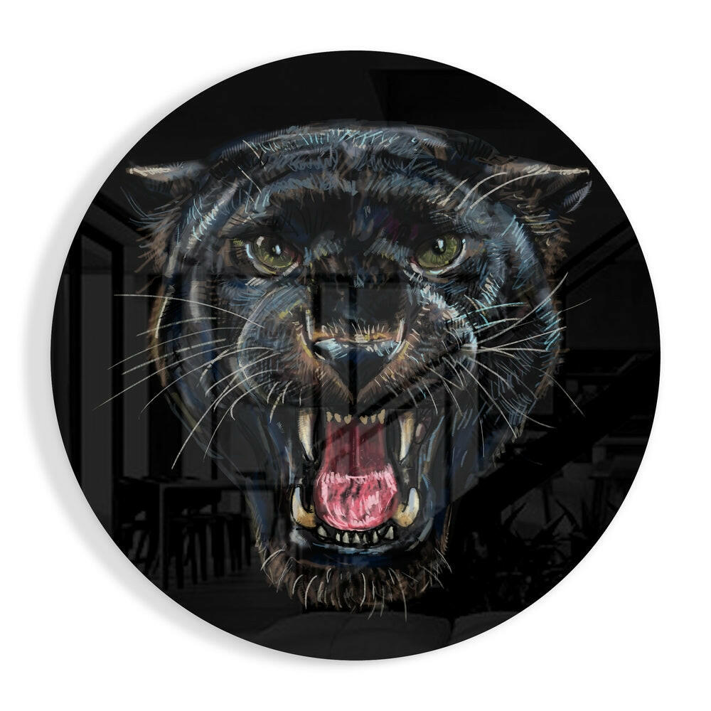 Black Panther Glass Wall Art