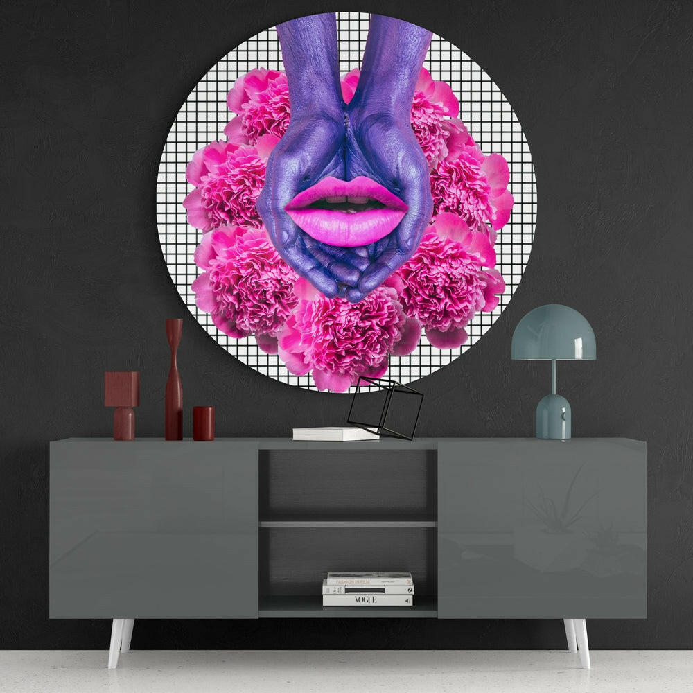 Pink Mixed Glass Wall Art.