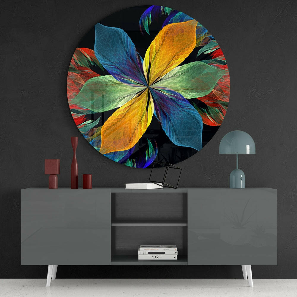 Colorful Flower Glass Wall Art.
