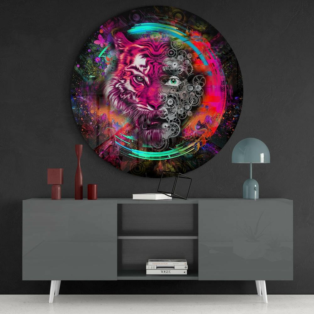 Mechanical Tiger Glass Wall Art.