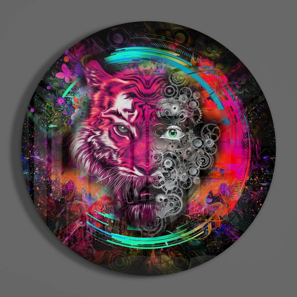 Mechanical Tiger Glass Wall Art.