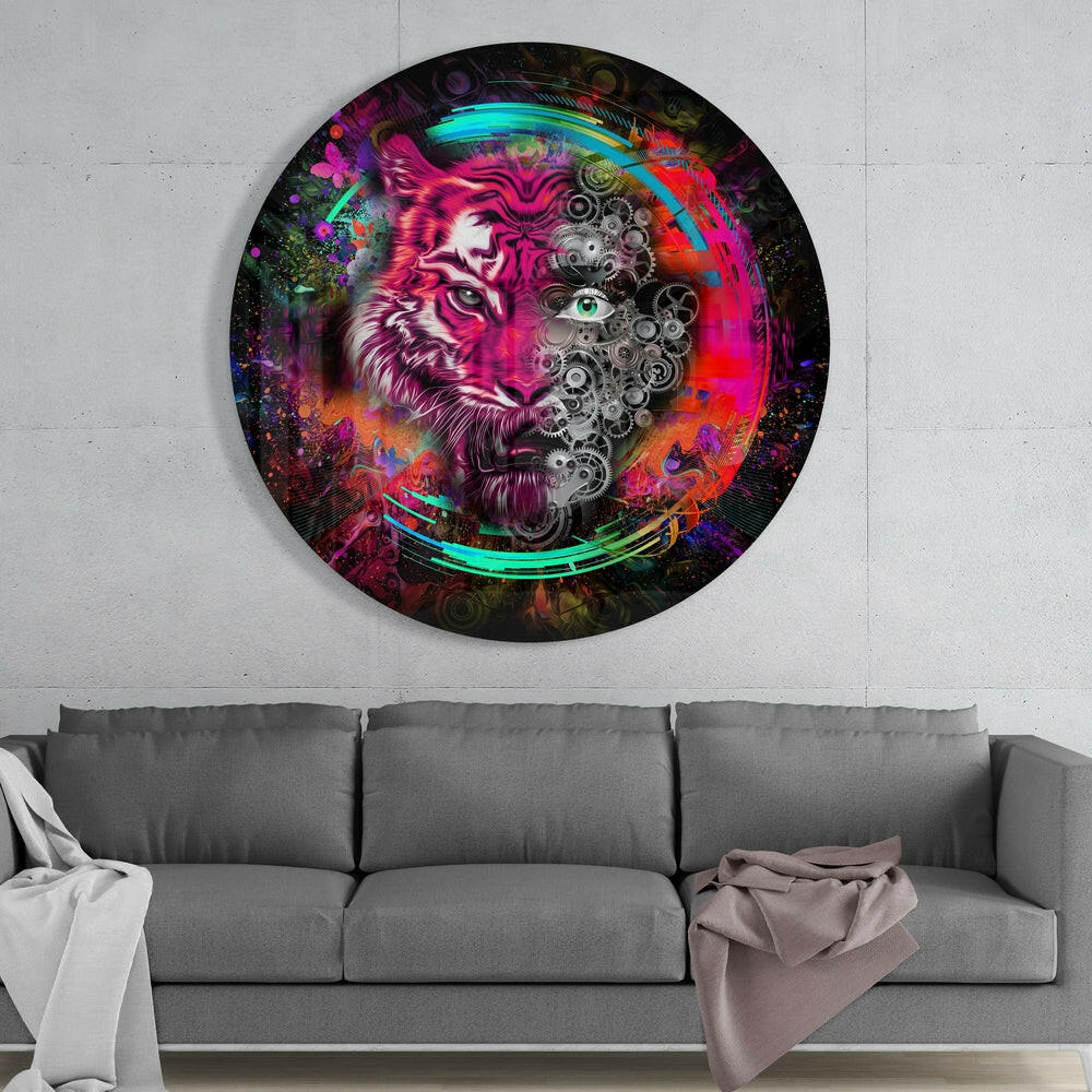 Mechanical Tiger Glass Wall Art.
