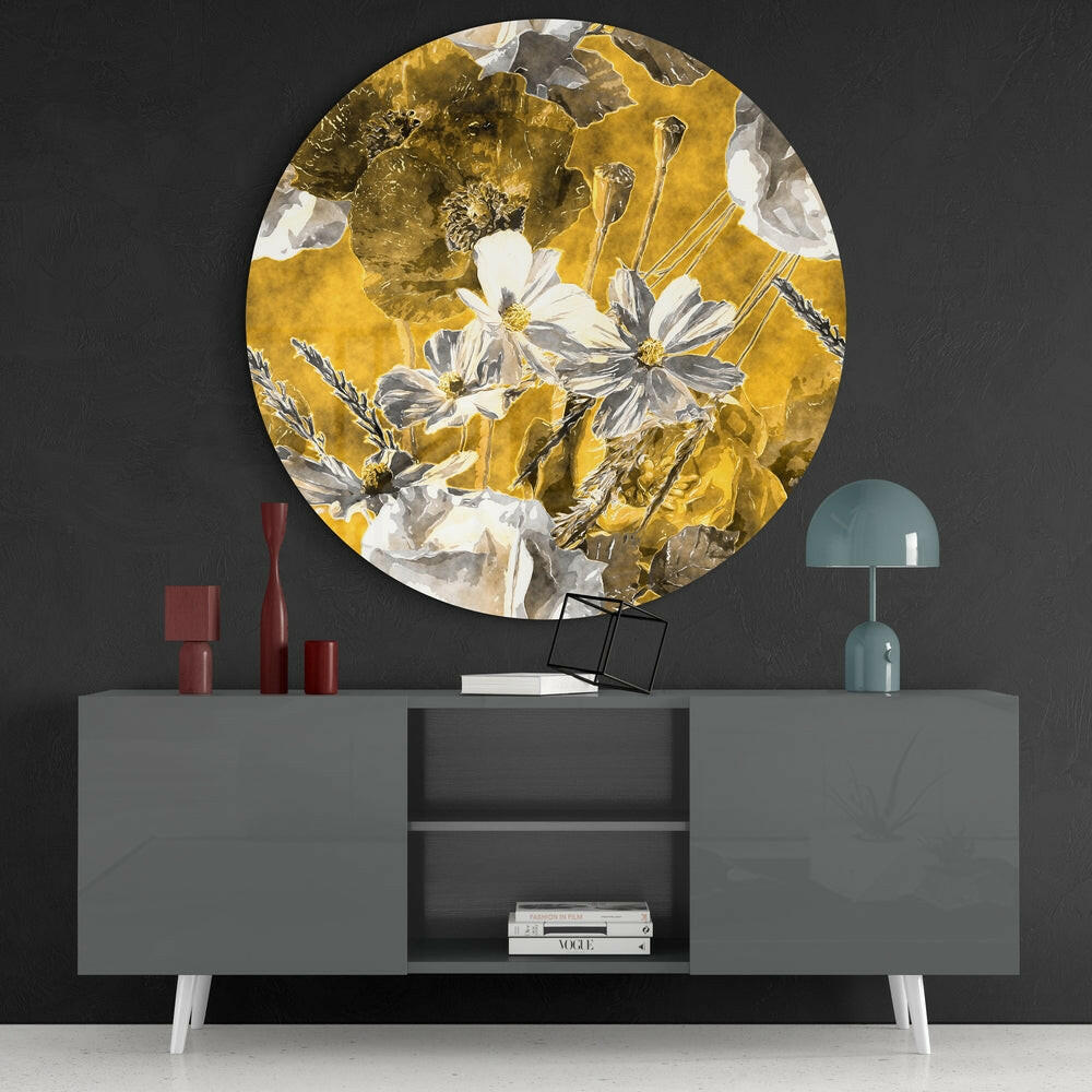 Abstract Flower Glass Wall Art.