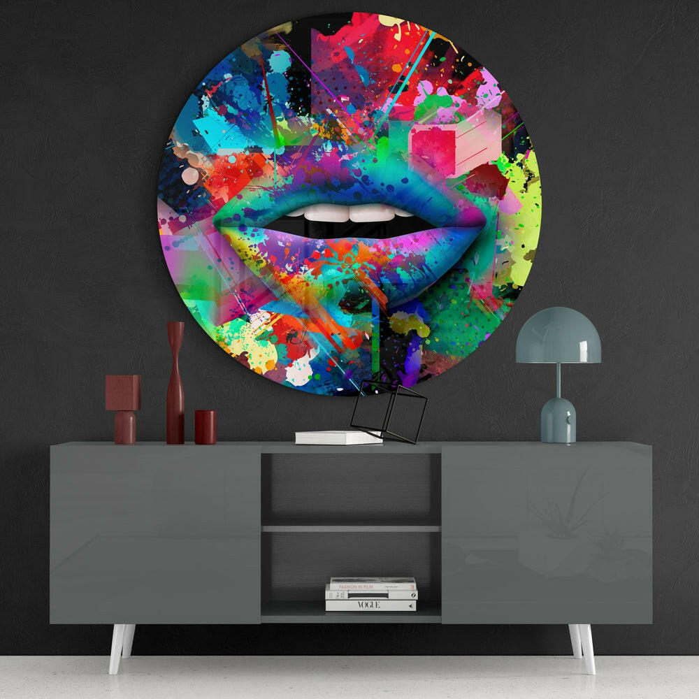 Colored Lip Glass Wall Art.