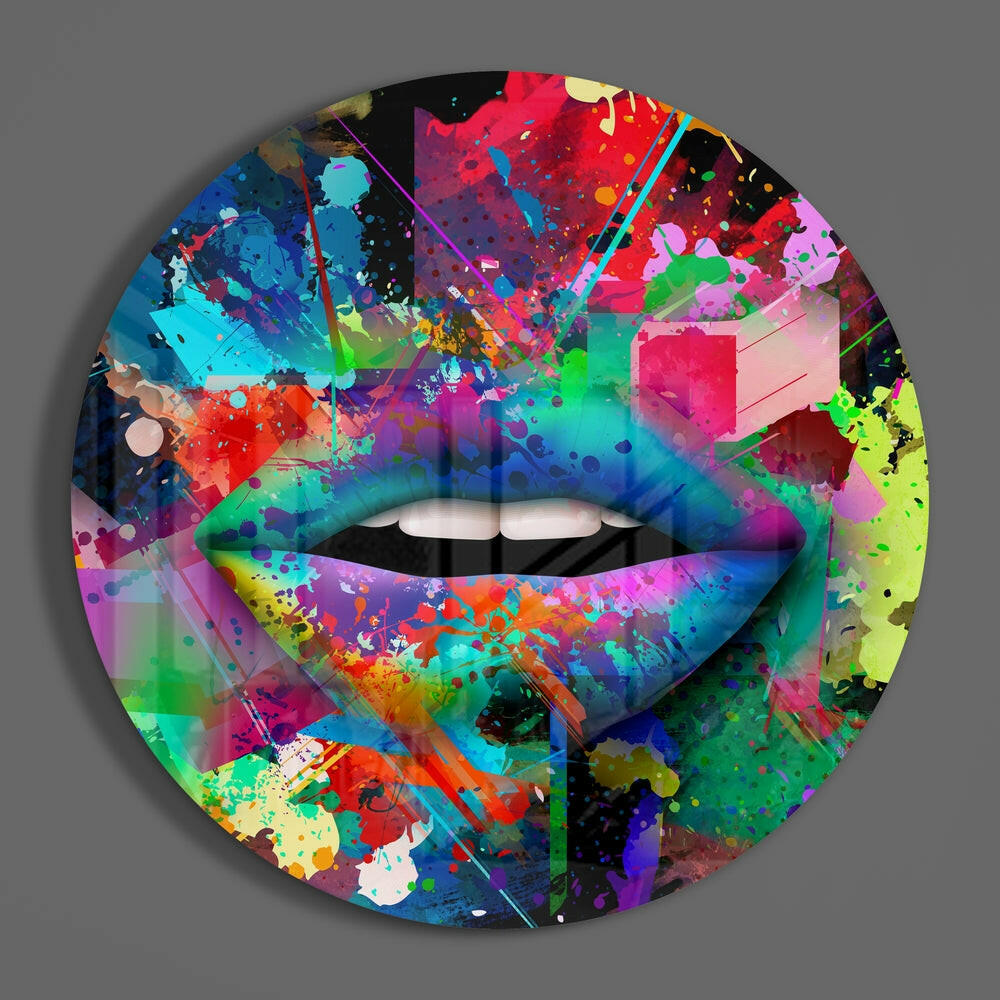 Colored Lip Glass Wall Art.