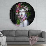 Floral Woman Glass Wall Art.