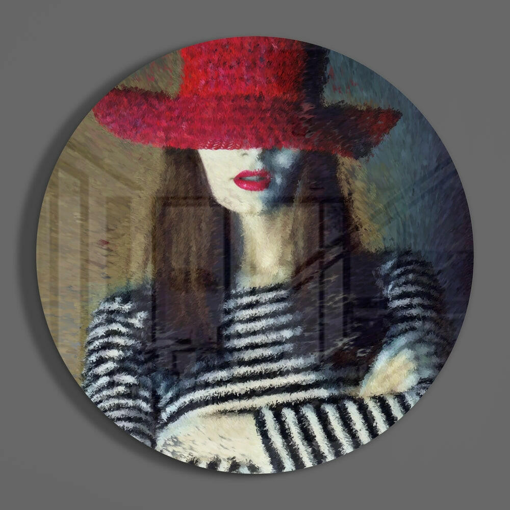 Woman in Hat Glass Wall Art.