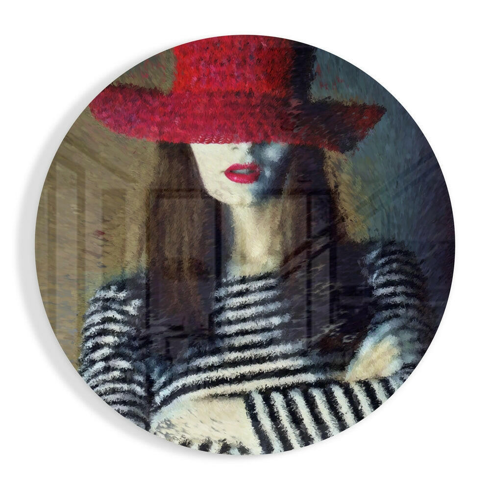 Woman in Hat Glass Wall Art.