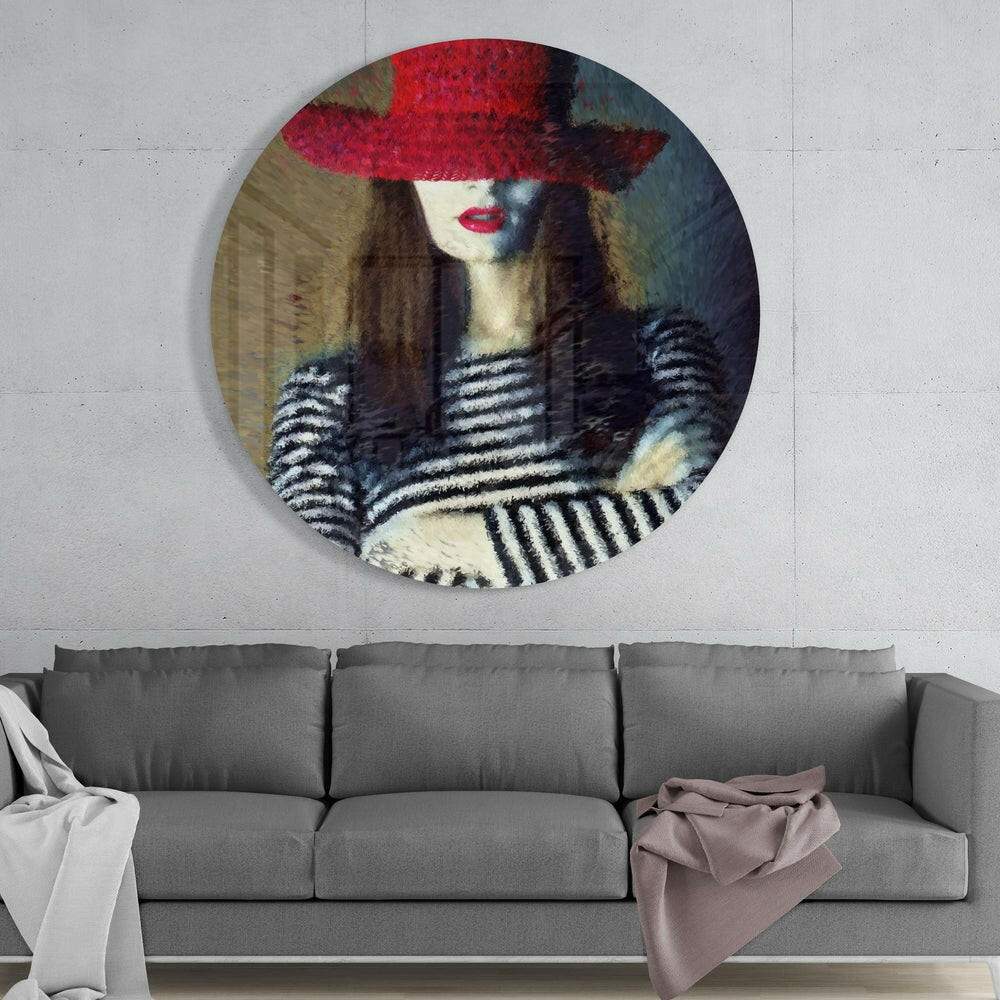Woman in Hat Glass Wall Art.