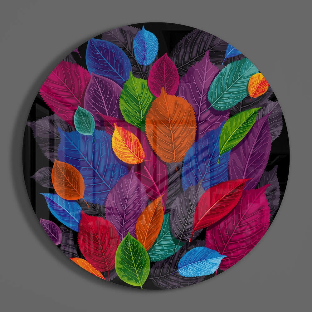 Colorful Leaves Glass Wall Art.