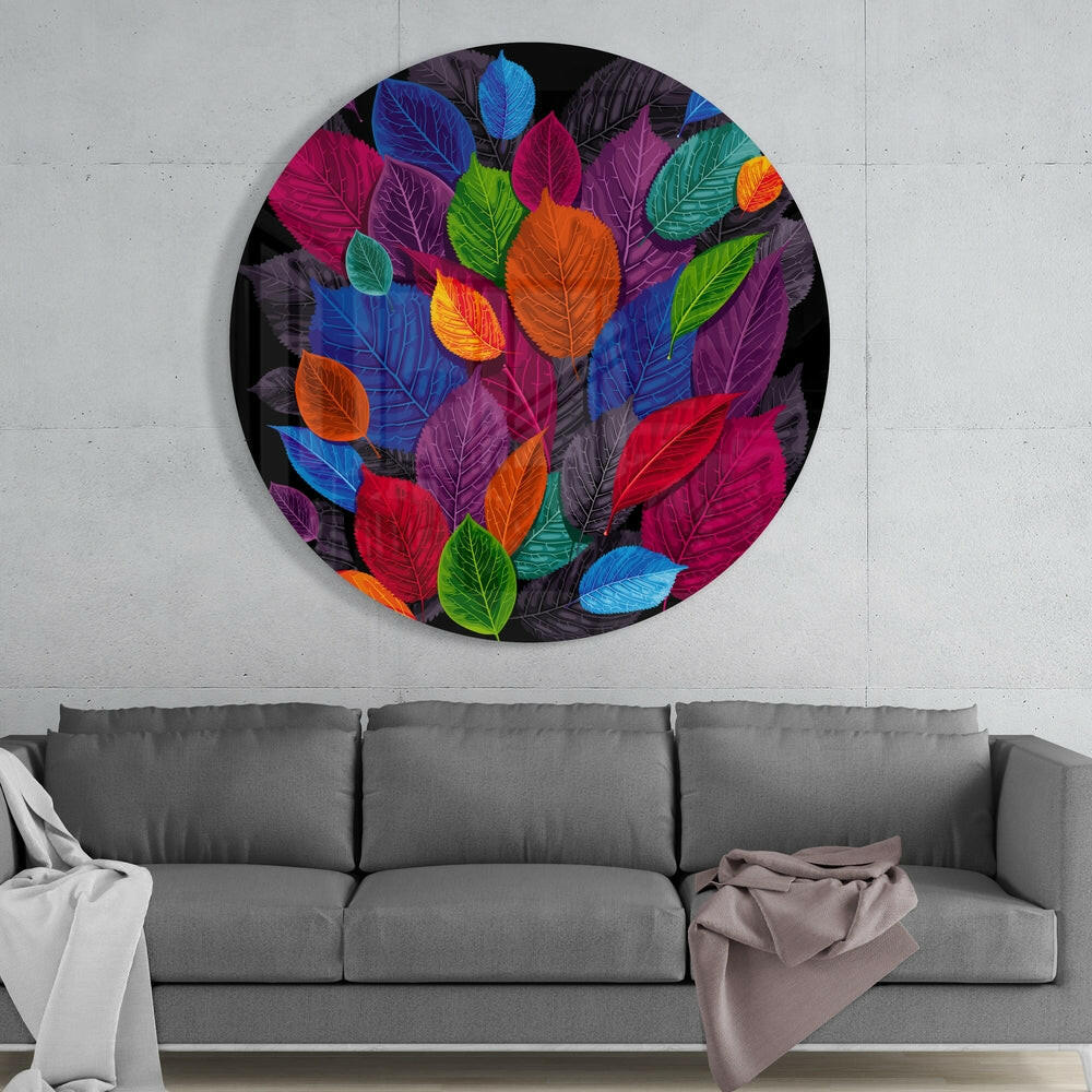 Colorful Leaves Glass Wall Art.