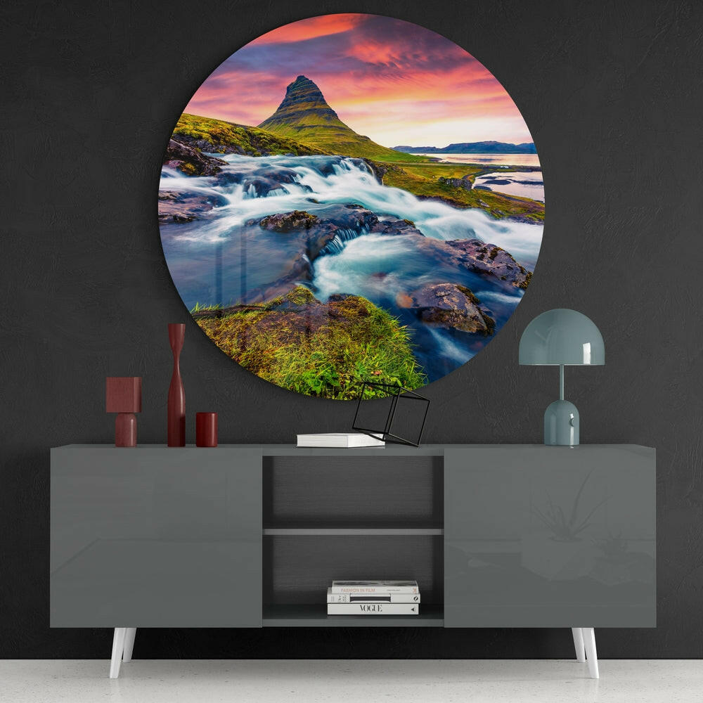 Mountain Landscape Glass Wall Art.