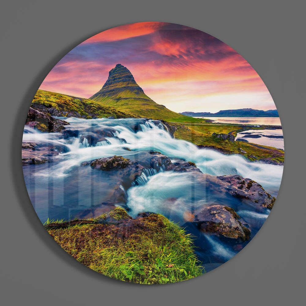 Mountain Landscape Glass Wall Art.