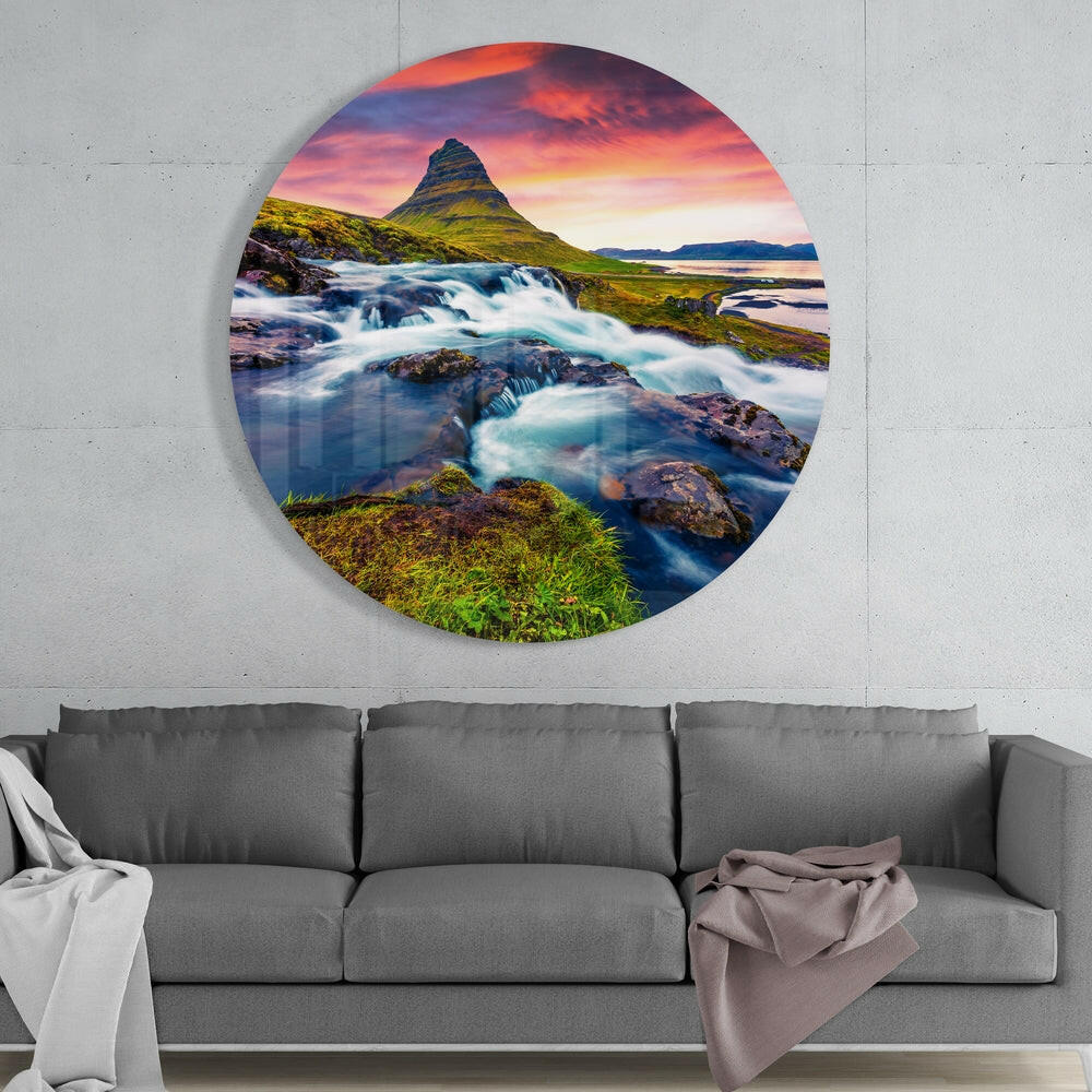 Mountain Landscape Glass Wall Art.
