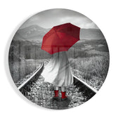 Girl with Red Umbrella Glass Wall Art.