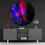 Neon Woman Glass Wall Art.