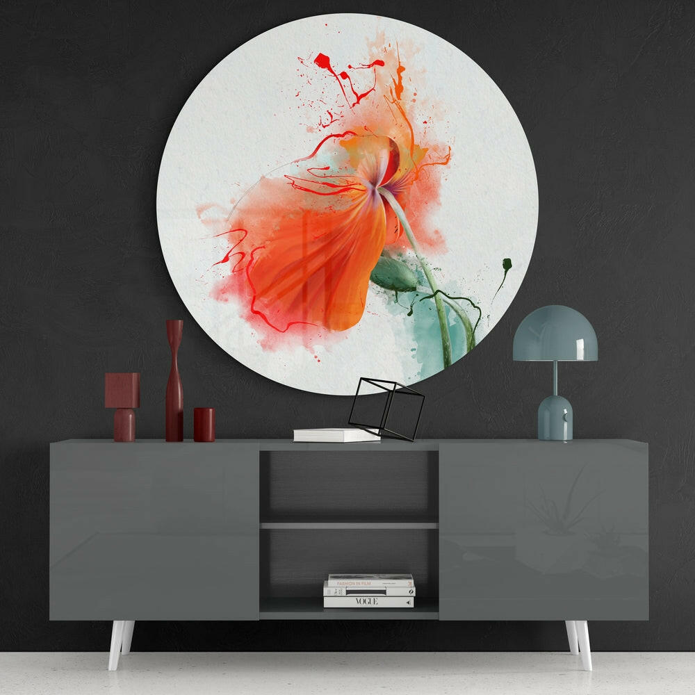 Watercolor Flower Glass Wall Art.