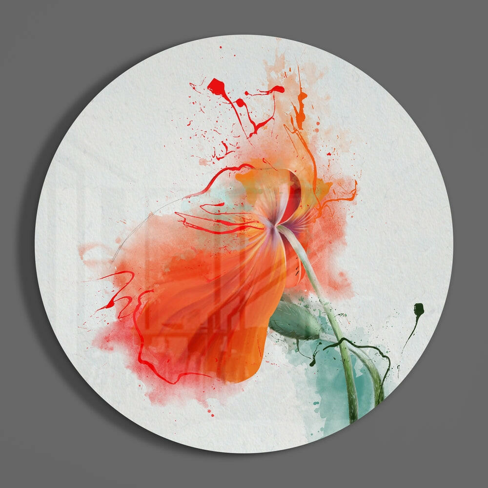 Watercolor Flower Glass Wall Art.