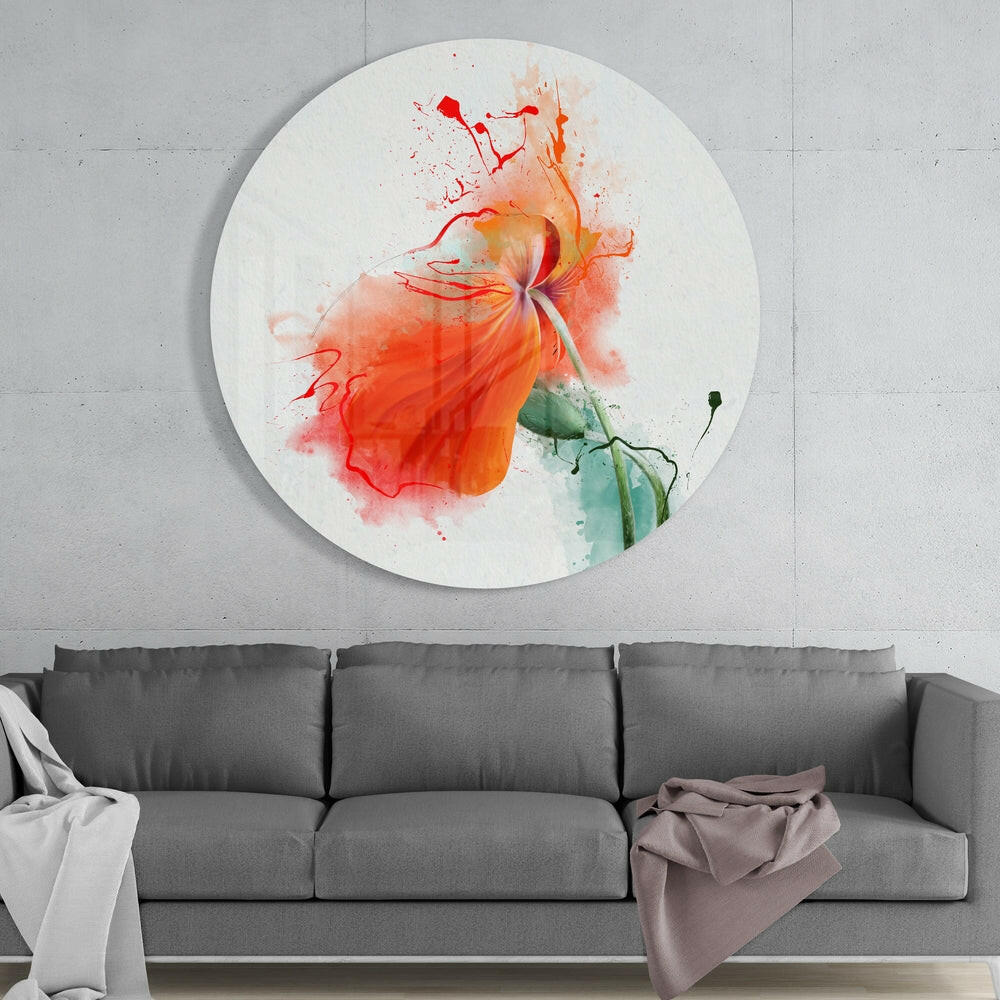 Watercolor Flower Glass Wall Art.