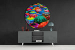 Colorful Umbrellas Glass Wall Art.