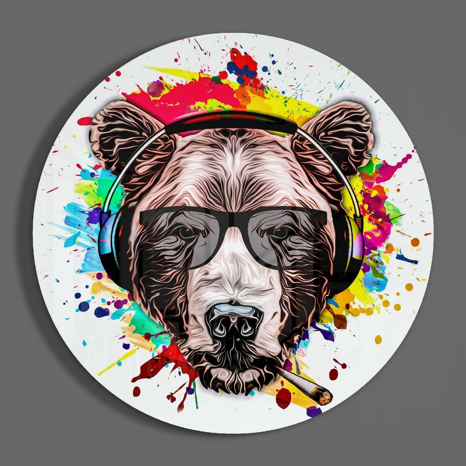 Musician Bear Glass Wall Art.