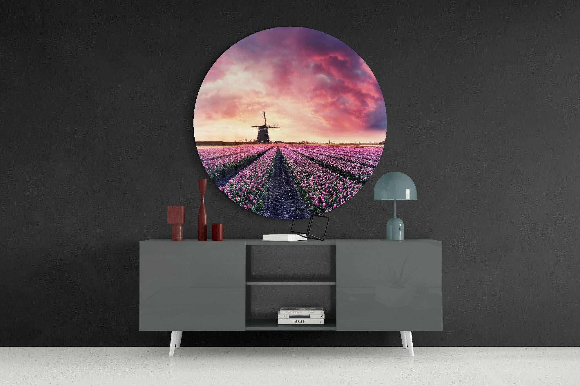 Tulip Garden Glass Wall Art.