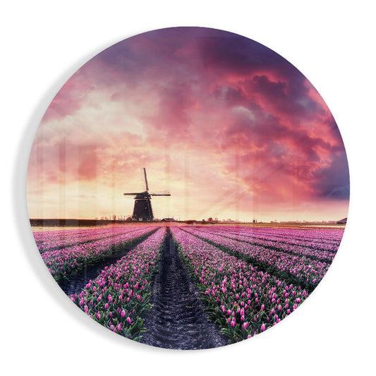 Tulip Garden Glass Wall Art.