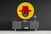 Red Hat Silhouette Glass Wall Art.