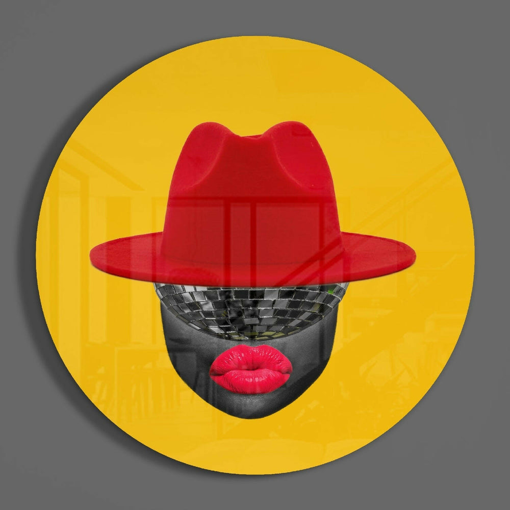 Red Hat Silhouette Glass Wall Art.