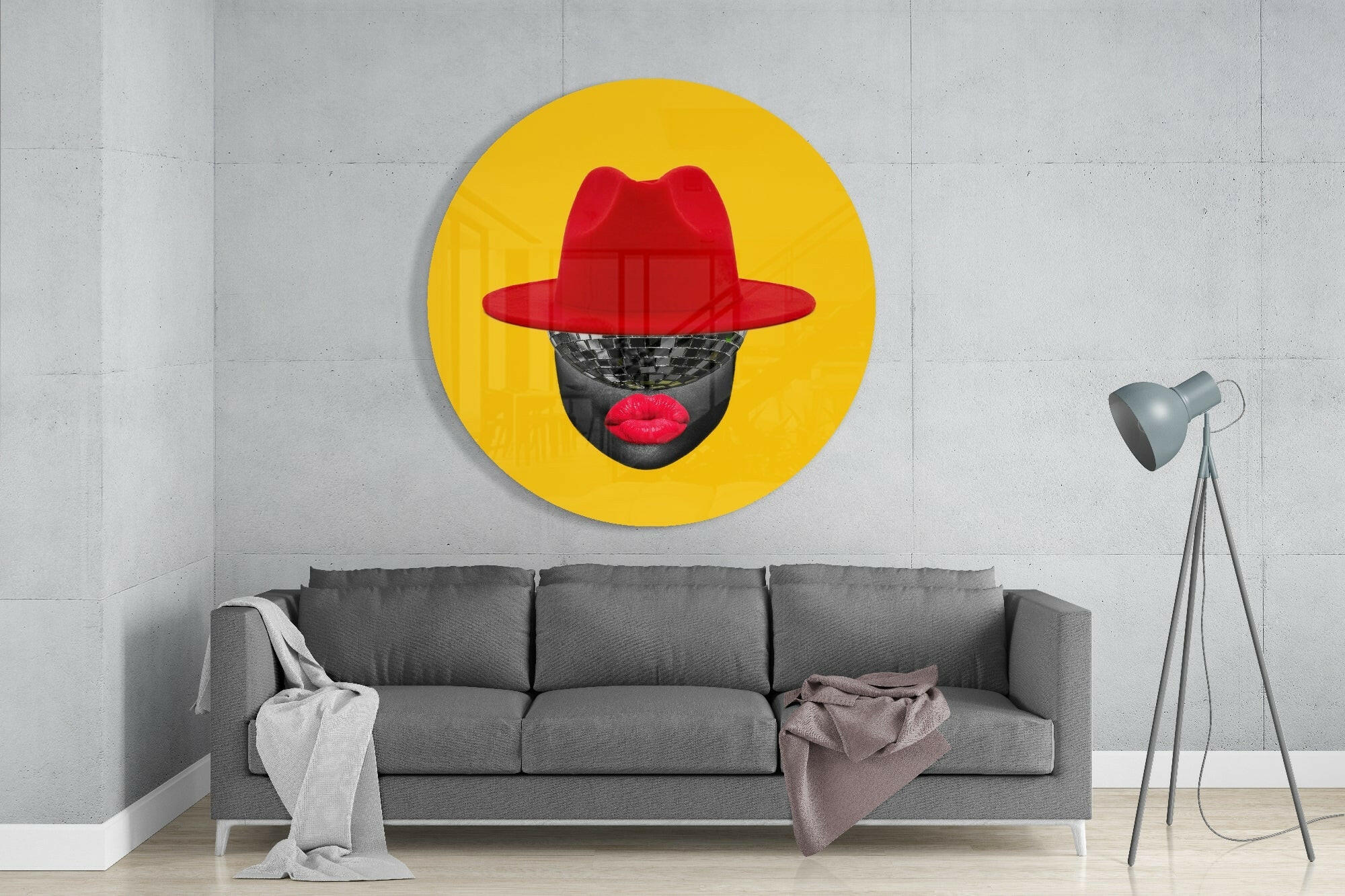 Red Hat Silhouette Glass Wall Art.