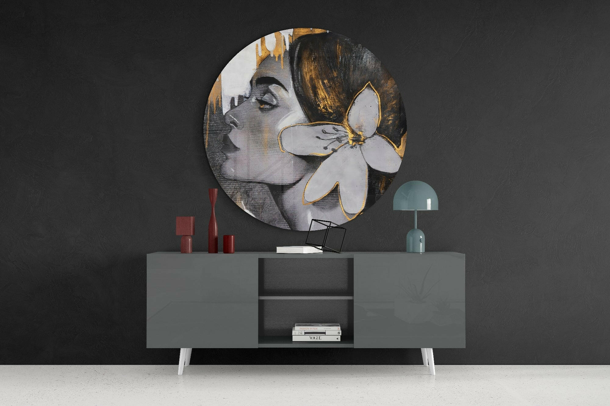 Floral Woman Glass Wall Art.