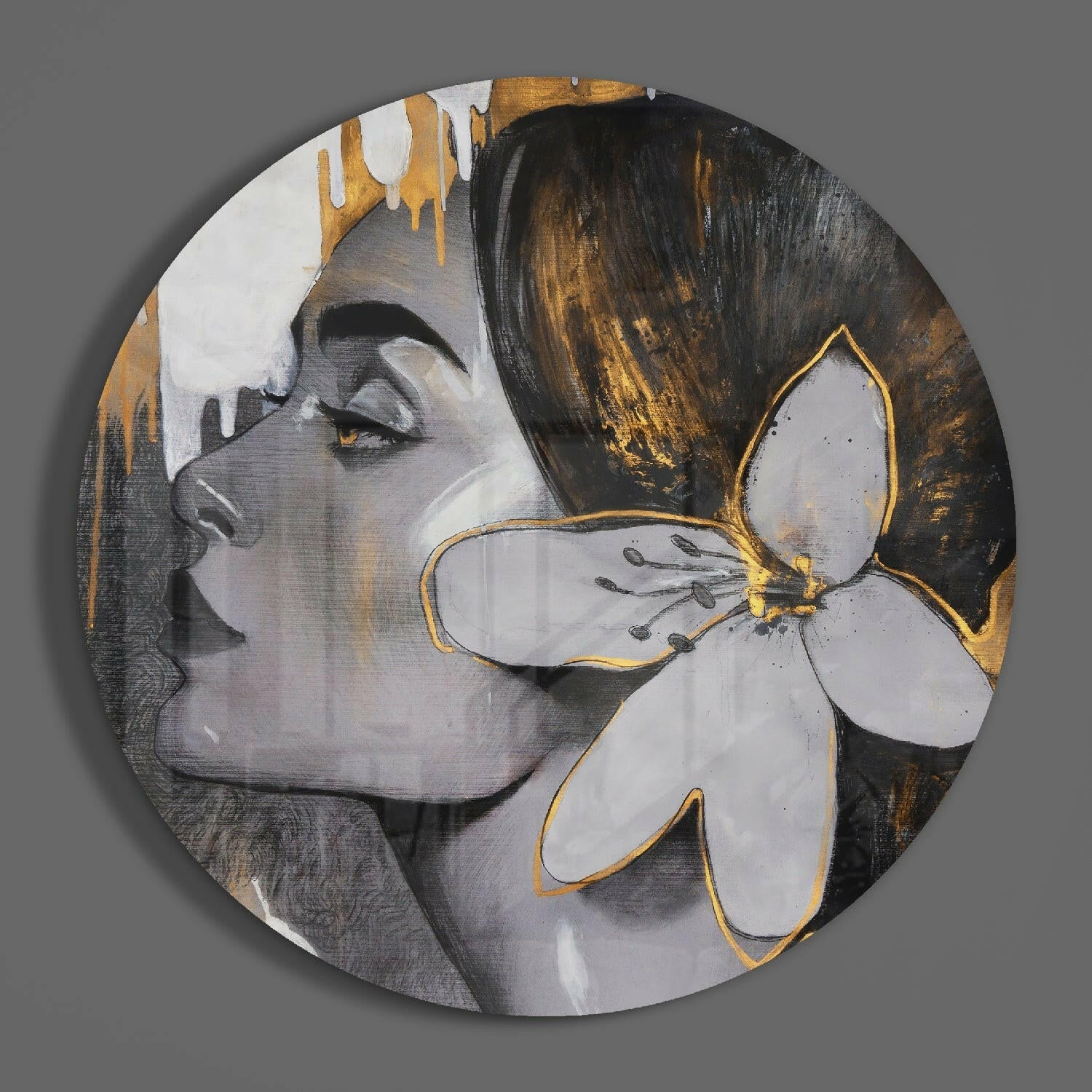 Floral Woman Glass Wall Art.