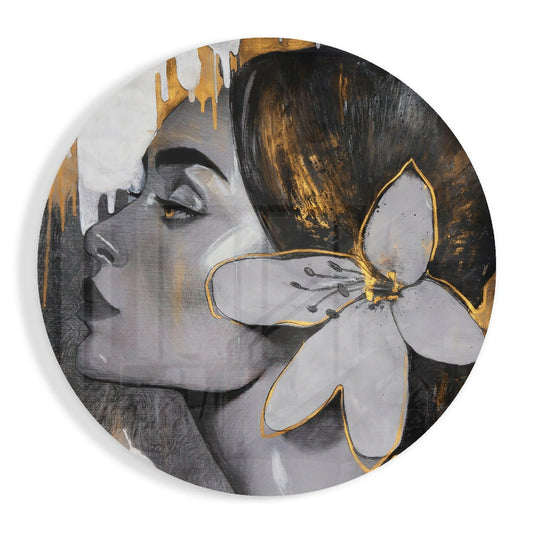 Floral Woman Glass Wall Art.