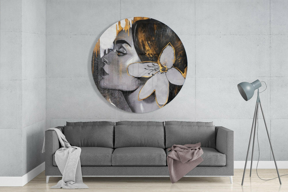 Floral Woman Glass Wall Art.