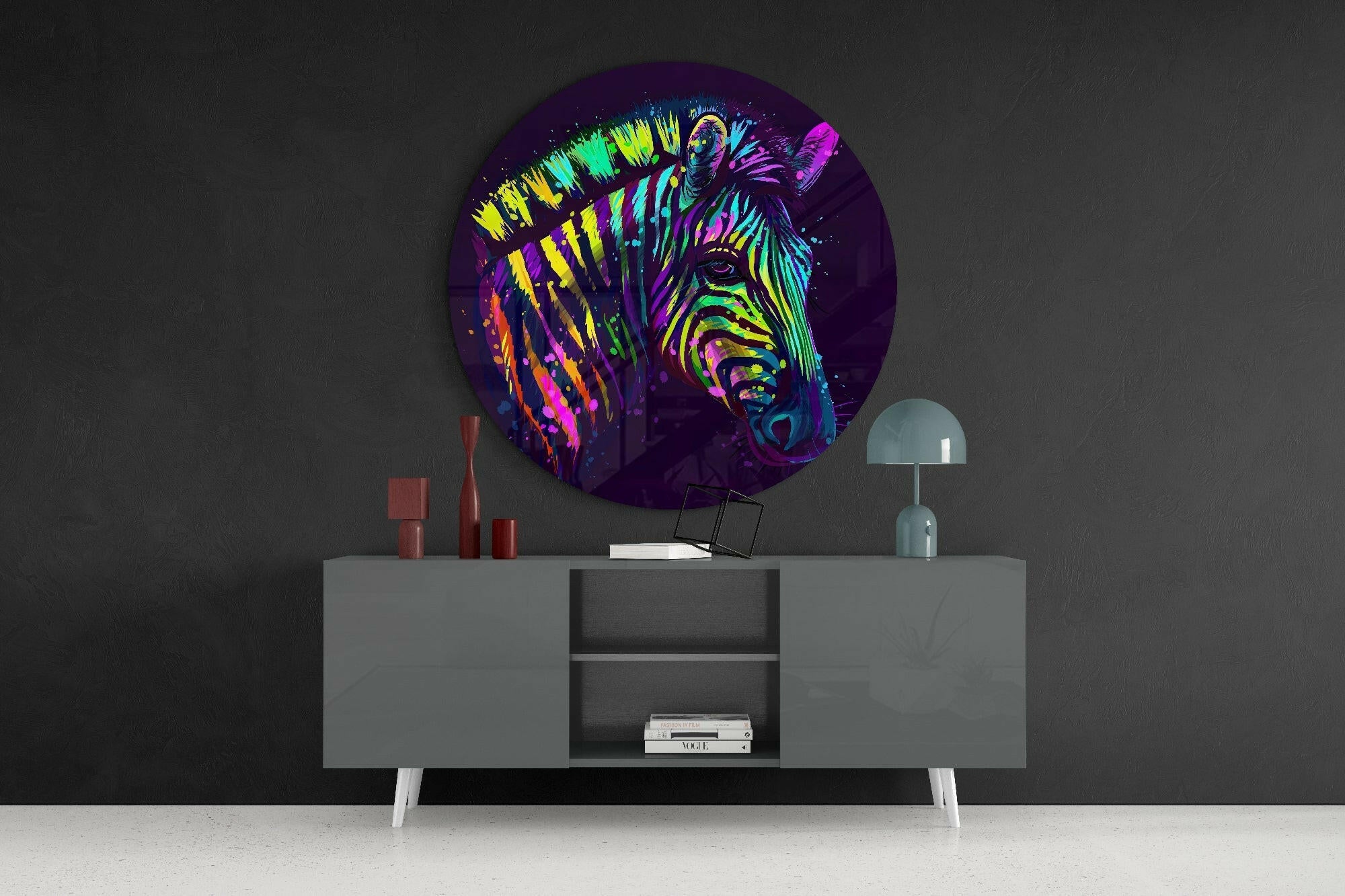 Colorful Zebra Glass Wall Art.