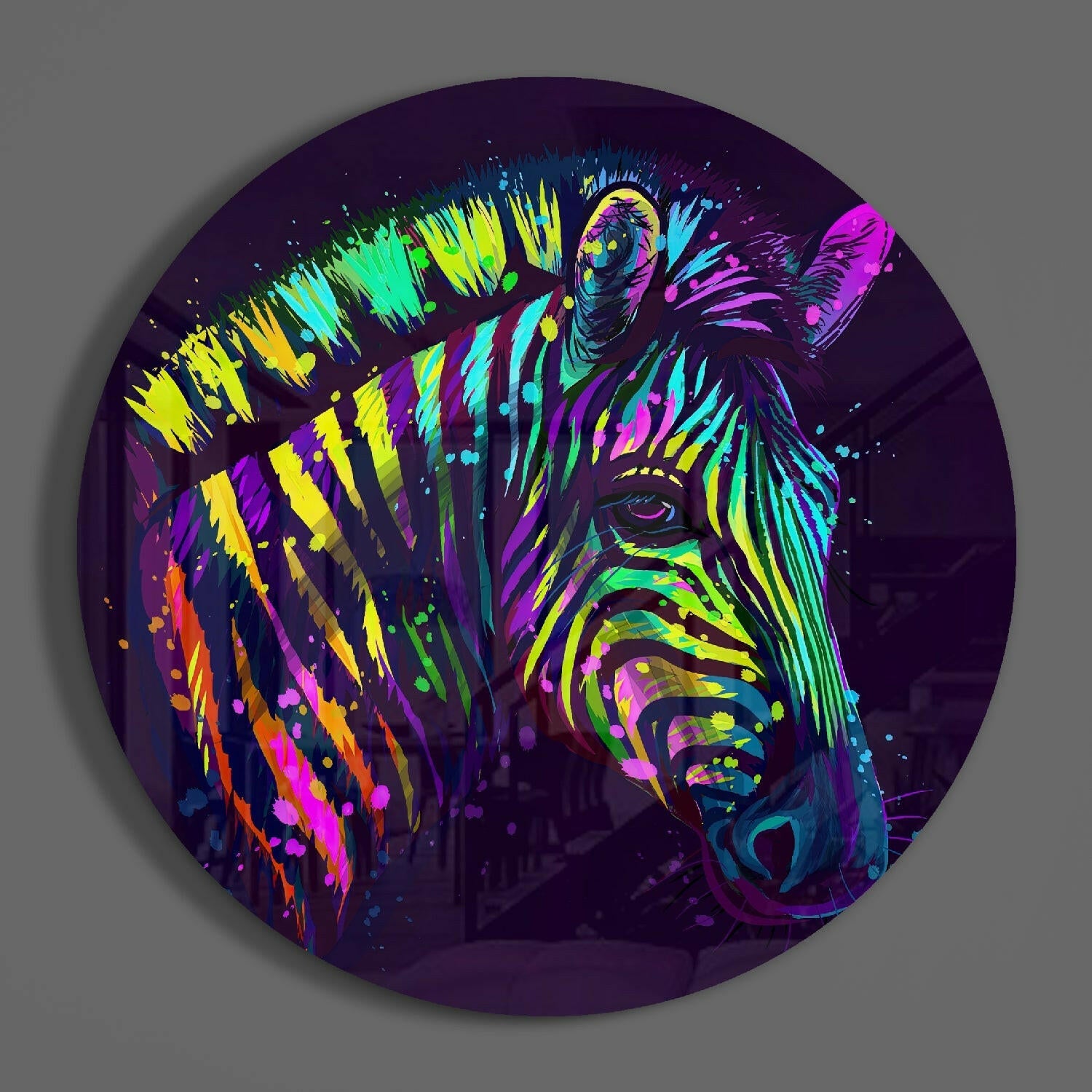 Colorful Zebra Glass Wall Art.