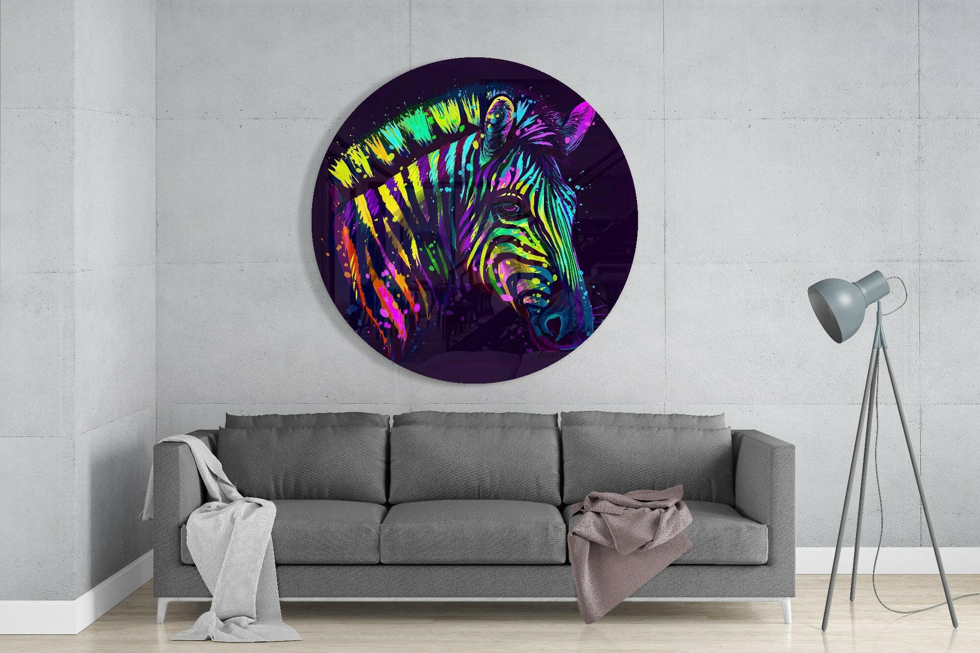 Colorful Zebra Glass Wall Art.