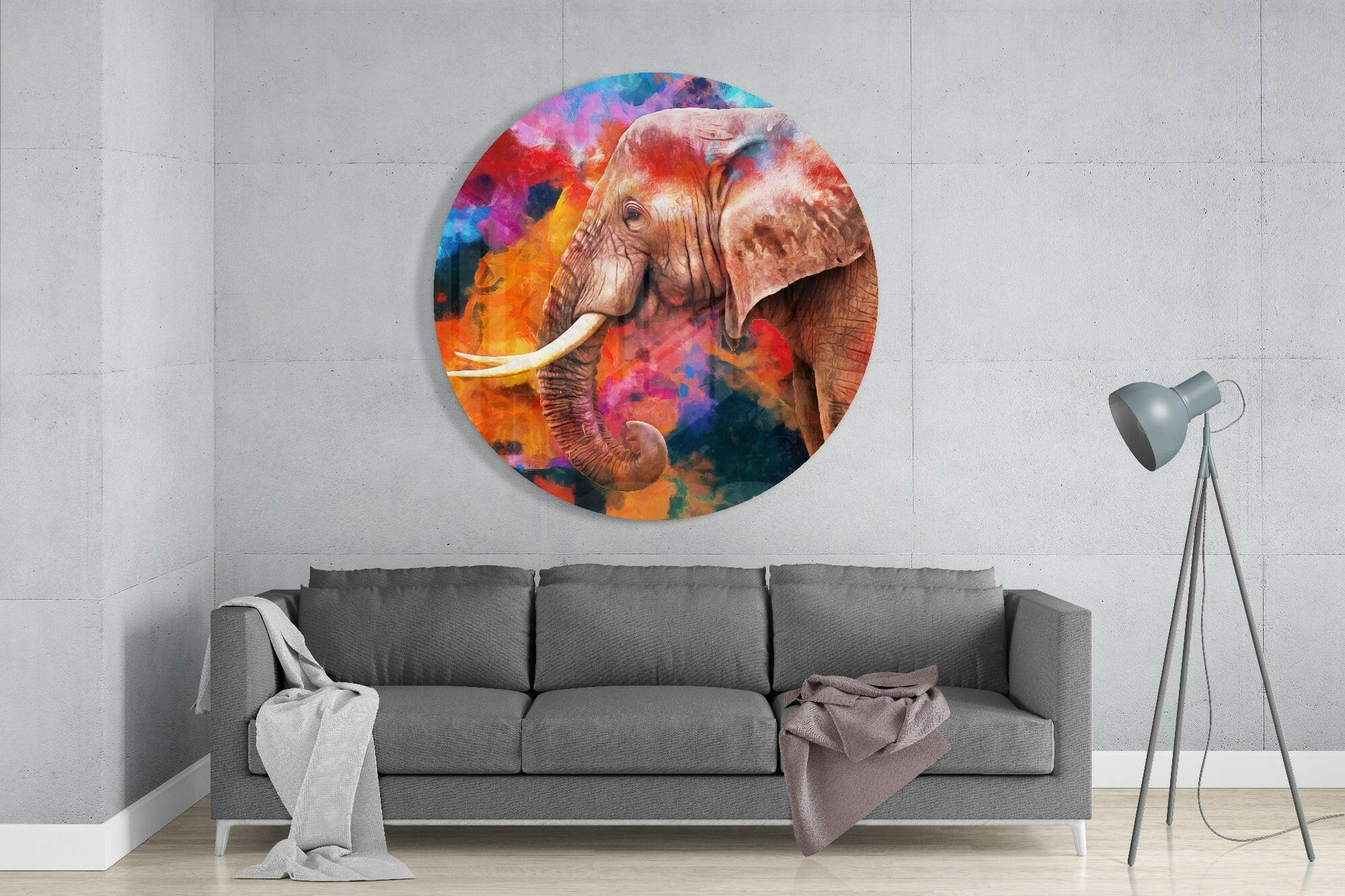 Elephant Sash Glass Wall Art.