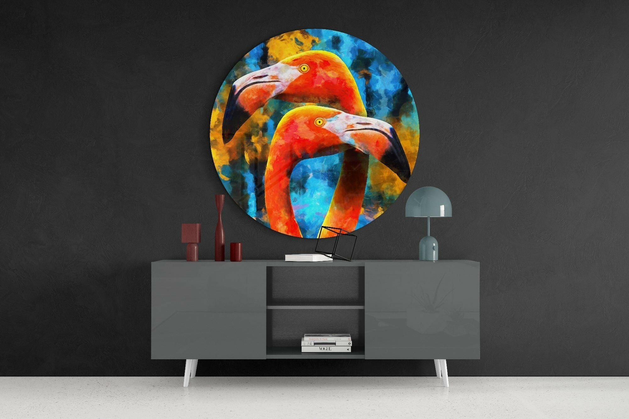 Flamingo Glass Wall Art.