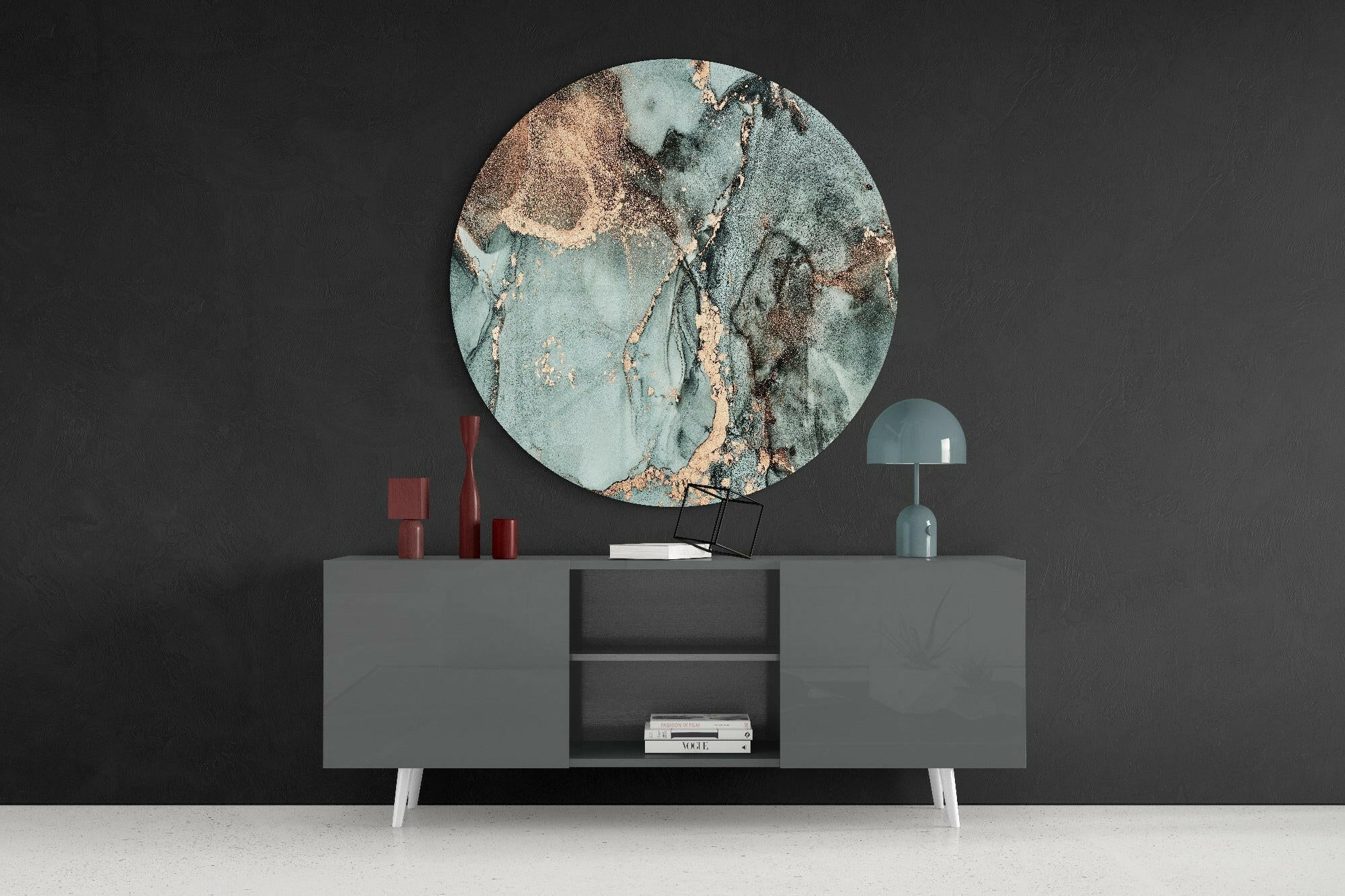 Turquoise Marble Glass Wall Art.